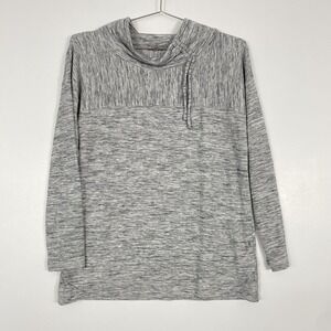 T By Talbots Sweater Womens Medium Gray Cowl Neck Tunic Pullover Top Lounge
